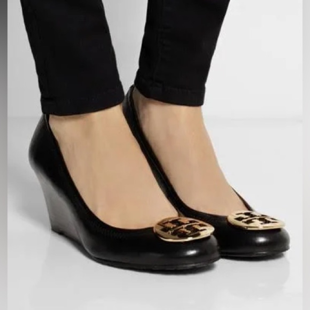 Tory Burch Sally Leather Wedge Pumps
